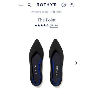 Rothy’s The Point Solid Black Pointed Toe Flats Size 8.5 Retail $145